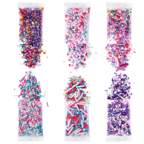 Vista 15 de Chispas para decoración de pasteles, cupcakes, galletas, cobertura para helado, 6 paquetes de chispas azules, chispas de copos de nieve de invierno