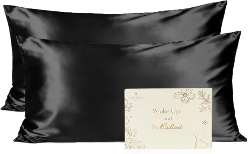 Vista 25 de Yanibest Funda de almohada de satén, fundas de almohada de seda para cabello y piel con cremallera, juego de 2 fundas de almohada estándar para 20 x
