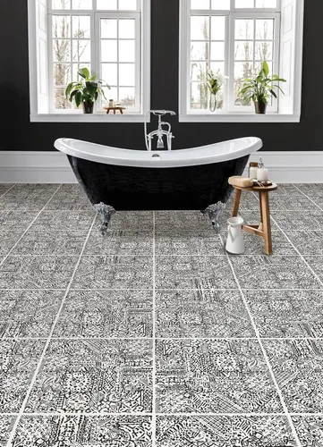 Vista 3 de FloorPops Azulejos de suelo REO de carbón de 12 pulgadas por 12 pulgadas, FP4947