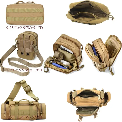 Vista 6 de Pack de 6 organizadores tácticos Molle para respaldo de asiento de coche - Organizador táctico de panel para vehículo con 5 bolsas Molle