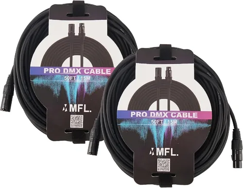 Vista 8 de MFL. Cable DMX flexible de 50 pies, 22 AWG, señal de 3 pines (compatible con XLR) macho a hembra, cable para iluminación de escenario, luces de DJ