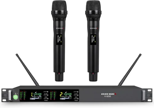 Vista 8 de Sistema de micrófono inalámbrico, micrófonos inalámbricos de 4 canales, con frecuencias UHF de 4 x 50, escaneo automático por infrarrojos, alcance