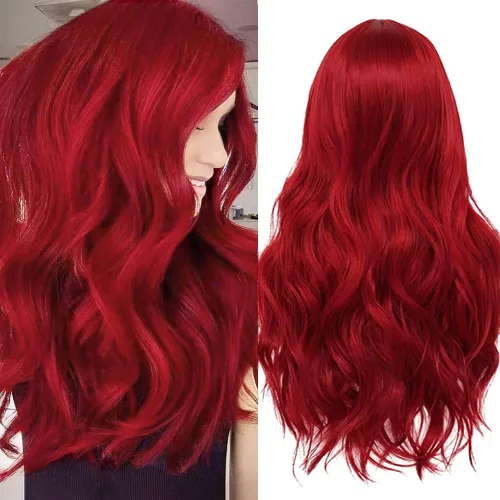 Vista 14 de Peluca rubia larga y rizada para mujer, peluca ondulada con raya lateral, cabello sintético natural para cosplay, disfraz de pelucas para mujeres