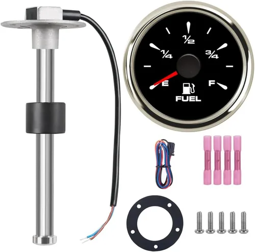 Vista 12 de Medidor de combustible para barco de 2" Medidor de nivel de combustible Medidor de reemplazo electromecánico marino automotriz (E-1/2-F) 240-33ohm