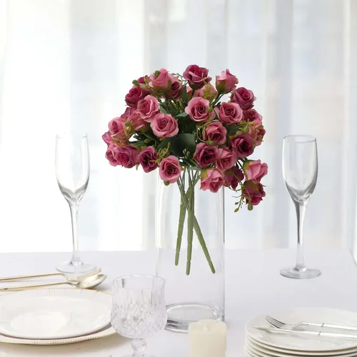 Vista 8 de Efavormart - Paquete de 2 ramos de rosas artificiales abiertas de 12 pulgadas, arreglos florales sintéticos pequeños