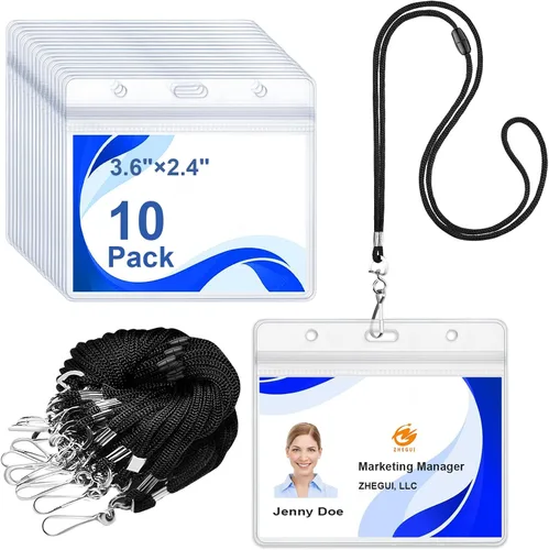 Vista 8 de Paquete de 100 cordones para tarjetas de identificación con soporte Breakaway Negro