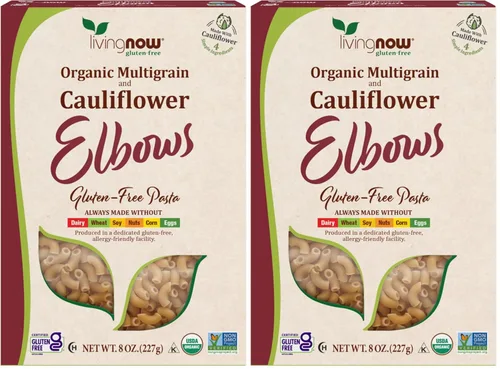 Vista 9 de AHORA, Living NOW, NOW Alimentos naturales, codos orgánicos multigrano y coliflor, pasta sin gluten, hecha sin lácteos, trigo, soja, nueces, maíz