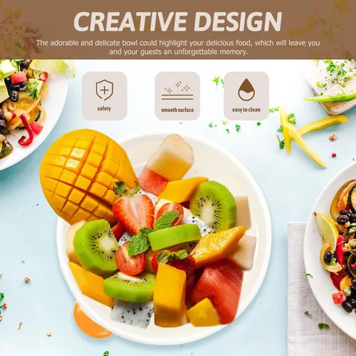 Vista 7 de Cuenco de postre con forma de pollito para ensalada, sopa, aperitivos, postres, cocina, hogar, cocina, color blanco