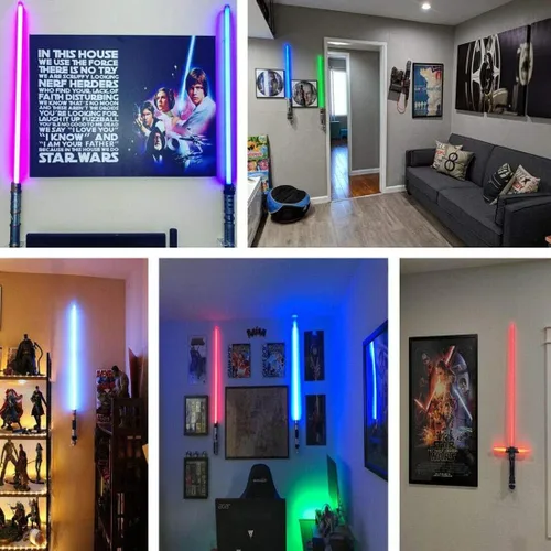Vista 4 de Pmsanzay Soporte de pared para sable de luz transparente, soporte de pared, fácil de instalar, da ese efecto flotante, se utiliza tanto en entornos