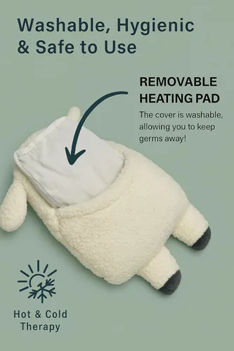 Vista 3 de Almohadilla térmica para microondas con peso de animales de peluche, cordero y lavanda, paquete de calor para microondas, regalo para mujeres, mamá
