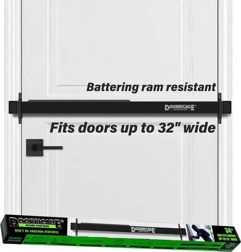 Barra de seguridad para puerta de Doorricade - asegura todo el ancho de tu puerta delantera de apertura hacia adentro - Habitación segura. Se ajusta