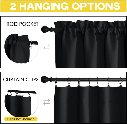 Vista 7 de NICETOWN 2 paneles de cortinas opacas de 34 x 72 pulgadas de largo con bolsillo para barra con 2 paneles de 42 x 16 pulgadas de largo, cenefas