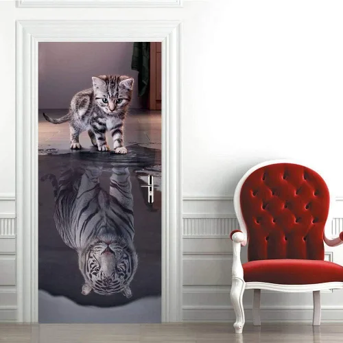Vista 118 de Calcomanías 3D para puerta, murales para despegar y pegar, papel tapiz de caballo, calcomanías autoadhesivas extraíbles de PVC, impermeable, póster