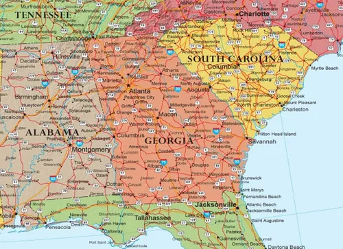 Vista 2 de Póster de mapa de pared 3D de Estados Unidos, edición laminada, 24 x 36 pulgadas, diseño clásico de los océanos azules