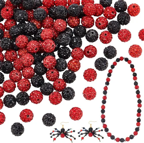 Vista 28 de PH PandaHall - 240 piezas de cuentas de strass en 24 colores, cuentas de cristal de 10 mm, cuentas de bola de discoteca con strass, cuentas