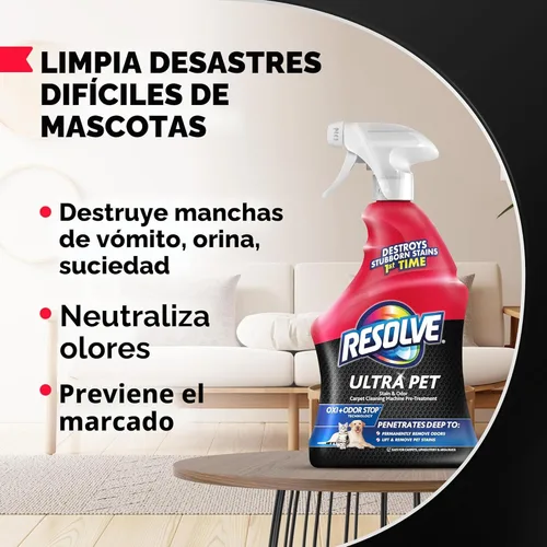 Vista 3 de Resolve Spray limpiador de alfombras Ultra Pet – para eliminar manchas y olores de mascotas, 32 onzas
