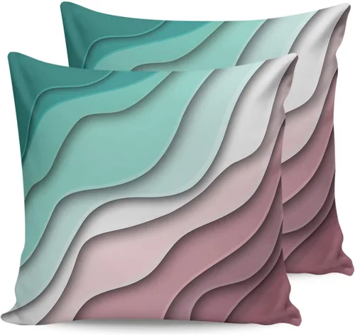 Vista 10 de Juego de 2 fundas de almohada de arte abstracto morado y gris de 16 x 16 pulgadas, modernas fundas de almohada cuadradas degradadas, fundas