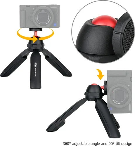 Vista 4 de Vlog - Mini trípode de mano con cargador USB A integrado, trípode de mesa para teléfono con cámara panorámica de 360° e inclinación de 90°