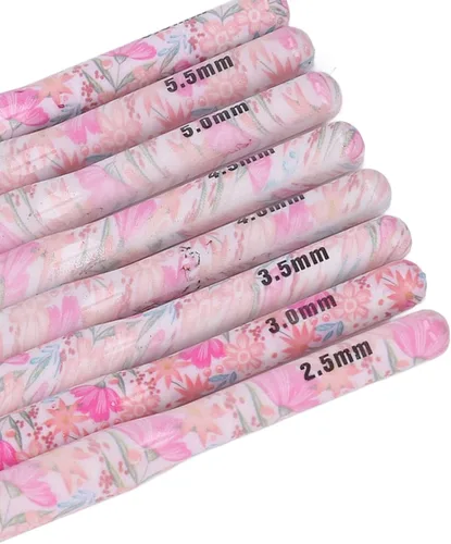 Vista 7 de Juego de 8 agujas de ganchillo coloridas para ganchillo para tejer, ergonómicas para tejer, para coser (flor aplastante)