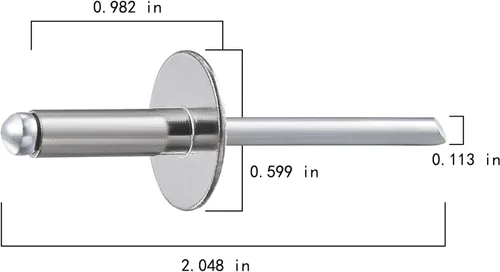 Vista 2 de Wensilon (100 piezas) 3/16 * 1/2" Remaches ciegos de acero inoxidable de tapa grande de extremo abierto, remache ciego de 5 * 13