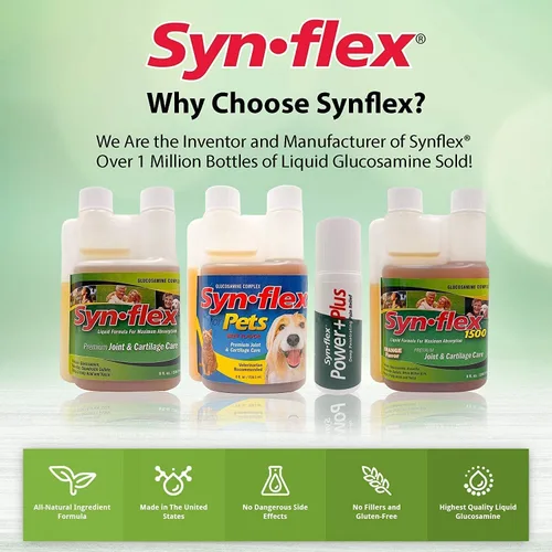 Vista 6 de Synflex America for Pets - Complejo de articulaciones de glucosamina líquida para perros y gatos - Suplemento para el cuidado del jugo