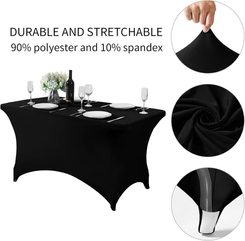 Vista 5 de Fokitut - Paquete de 6 manteles de elastano para mesas de 4 pies, mantel elástico universal ajustable para fiestas, banquetes, bodas y eventos