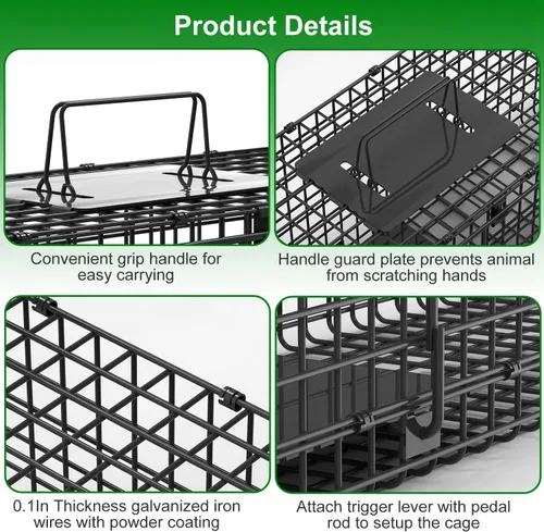 Vista 8 de 32in 2 Door Live Animal Trap, Humane Cage for Rabbits