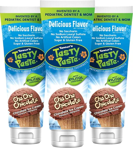 Vista 7 de Tanner's Tasty Paste Ooh La La Orange - Pasta de dientes anticaries con flúor para niños/Pasta de dientes con sabor a vainilla de gran sabor, segura