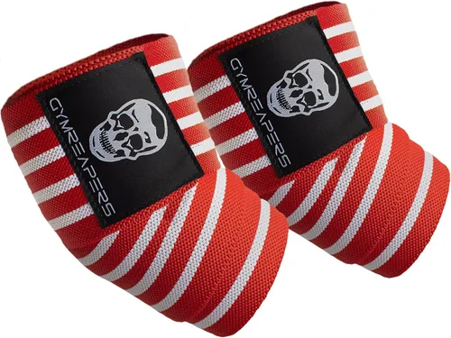 Vista 13 de Gymreapers Coderas de levantamiento de pesas (1 par) – Correa de compresión flexible de 40 pulgadas para codo y soporte para articulaciones