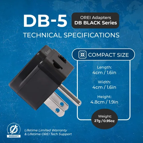 Vista 6 de Enchufe adaptador Orei de red eléctrica de EE.UU a red de India 2 en 1 Tipo B - EE.UU. / Japón Paquete de 4