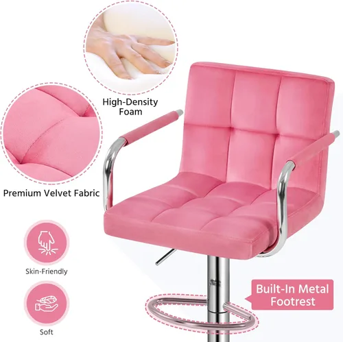 Vista 202 de Yaheetech - 4 taburetes de bar ajustables para mostrador de cocina, taburetes de bar/mostrador, silla de comedor giratoria hidráulica de piel Marrón