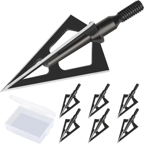 Hunting Broadheads with 3 Fixed Blade 100 Grain Screw-in Archery Broadheads Compatible with Crossbows,Recurve and Compound Bows