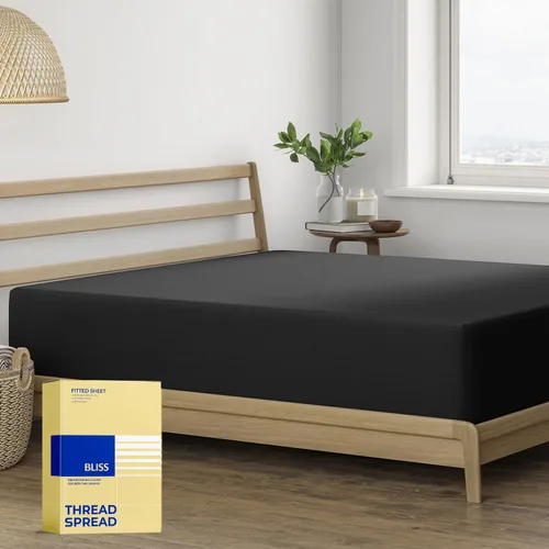 Vista 12 de THREAD SPREAD Sábana bajera ajustada 100 % algodón egipcio tamaño California King Sábana bajera de 600 hilos, bolsillo profundo, satén suave sin