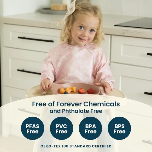 Vista 8 de Tiny Twinkle - Babero a prueba de suciedad para bebés y niños pequeños, bonito, de manga larga, impermeable, lavable a máquina, cierre a prueba