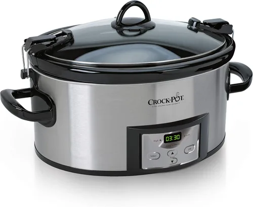 Vista 5 de Crock-Pot Lonchera eléctrica y olla de cocción lenta programable de 6 cuartos de galón con temporizador digital, acero inoxidable (SCCPVL610-S-A)