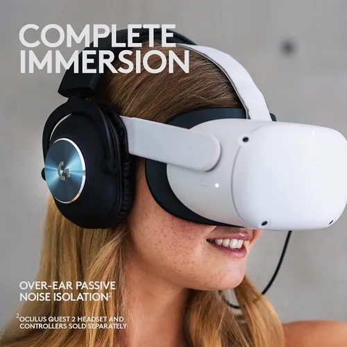 Vista 3 de Logitech G PRO Auriculares para juegos para Oculus Quest 2, listos para Oculus, cable de longitud personalizada, controlador de audio