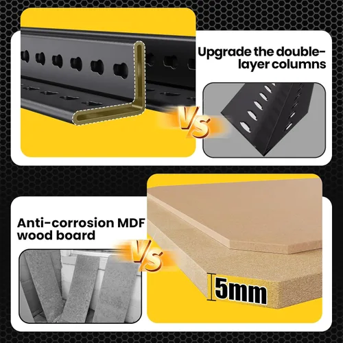 Vista 3 de Estantería de garaje de 5 niveles resistente, estantes de garaje de 2000 libras, estantería de metal ajustable, estantes de almacenamiento