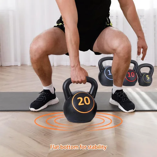 Vista 4 de ZENY Juego de pesas rusas de 4 piezas, pesas rusas de 5 libras, 10 libras, 15 libras, 20 libras, pesas rusas para ejercicio de pesas con mancuernas