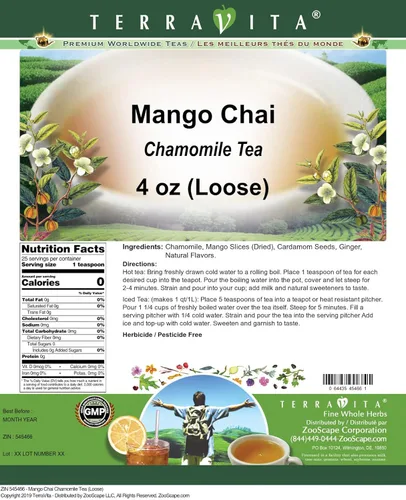 Vista 2 de Té de Manzanilla Chai Mango (Suelto) (4 oz, ZIN 545466)