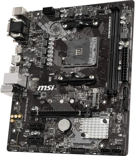 Vista 4 de MSI ProSeries AMD Ryzen 1ª y 2ª generación AM4 M.2 USB 3 DDR4 D-Sub DVI HDMI Micro-ATX placa base (B450M PRO-M2 Max) (B450MPM2MAX)