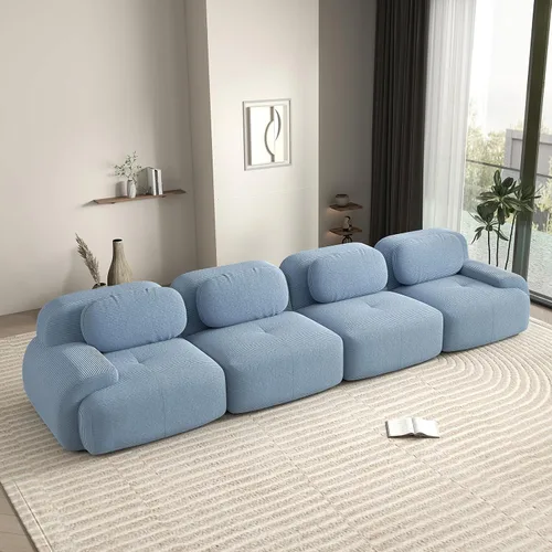 Vista 13 de Sofás modernos sin hueso de 152 pulgadas para sala de estar, sofá modular de pana, sofá modular camel, sofás de 4 plazas para sala de estar, sofás