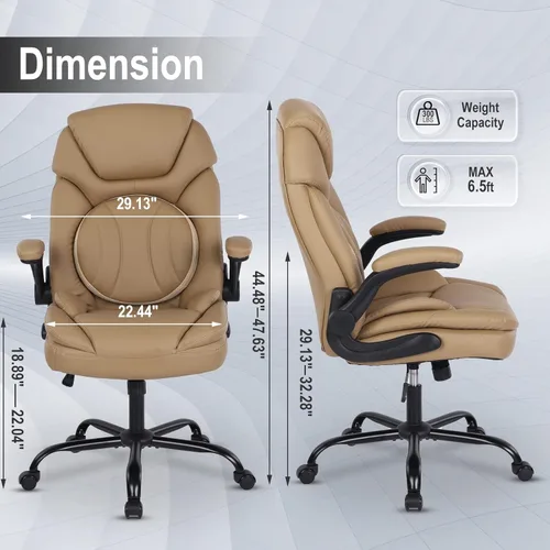 Vista 5 de Comermax Sillas ergonómicas ejecutivas de oficina con soporte lumbar ajustable, mecedora de 90-120, sillas de escritorio giratorias con reposabrazos