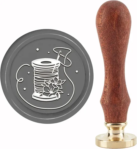 CRASPIRE Sello de cera de costura, sello de aguja, sellos de cera de sellado, flores, 1.181 in, retro, vintage, extraíble, latón, cabeza con mango