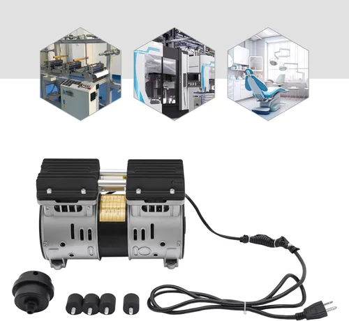Vista 5 de Bomba de vacío sin aceite de alta presión 8Bar 100L/min/3.5CFM Bomba de succión de vacío de alto flujo 1400RPM Bomba de compresor de pistón sin