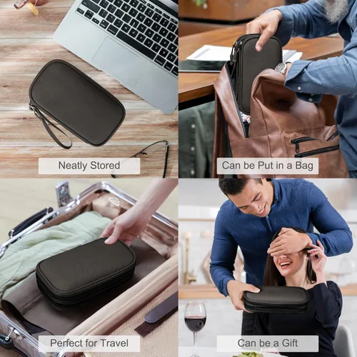 Vista 406 de FYY Organizador para accesorios electrónicos, para viajes, para cables, celular y cargadores, estuche portátil, impermeable, doble capa, bolsa