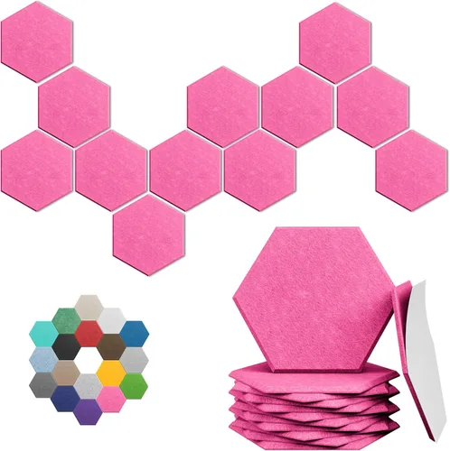 Vista 52 de Paneles acústicos hexagonales, paquete de 12 paneles de absorción de sonido de alta densidad de 12 x 10 x 0.4 pulgadas para mejorar la reducción