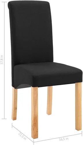 Vista 2 de Set of 4 Black Fabric Dining Chairs with Solid Wood Legs Mid Century Modern Ergonomic Kitchen Side Chairs 8.5x6.5x14.9 in for Dining Room Living Room