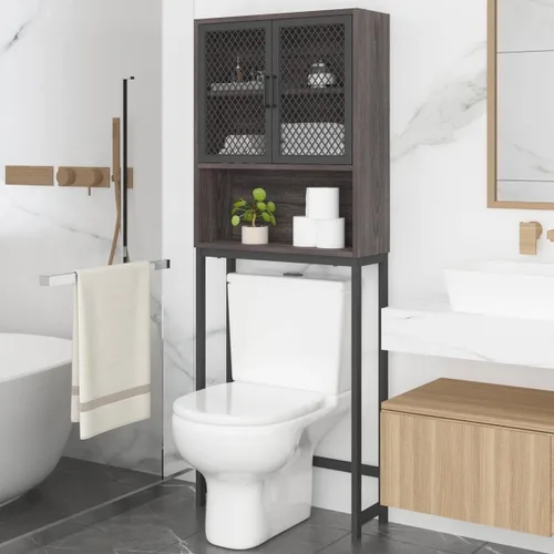 Launica Armario de almacenamiento sobre el inodoro, organizador industrial de baño sobre el inodoro, soporte de ahorro de espacio para baños con