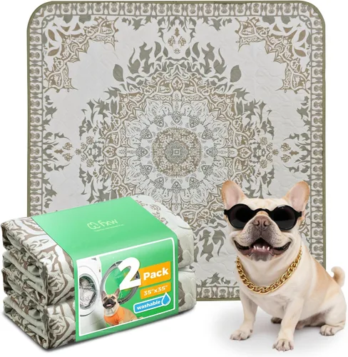 Vista 10 de FXW - Almohadillas lavables para orina de perros con superabsorción, diseñadas para jaulas de 42 pulgadas, 41 × 27 pulgadas rectangulares, boho, 2
