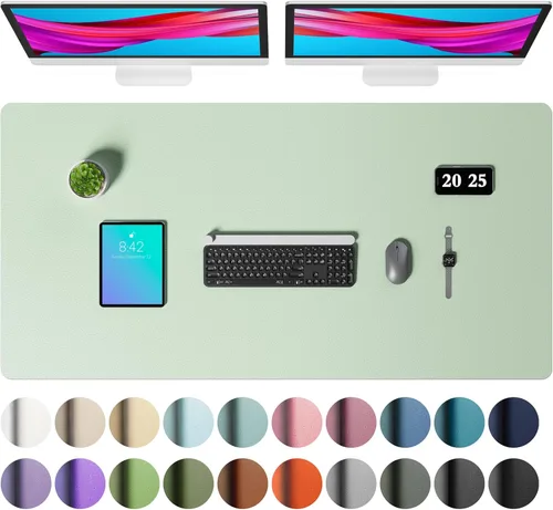 Vista 35 de Aothia Protector de escritorio de cuero, alfombrilla para mouse, alfombrilla de escritorio de oficina, 31.5 x 15.7 pulgadas, secante de escritorio